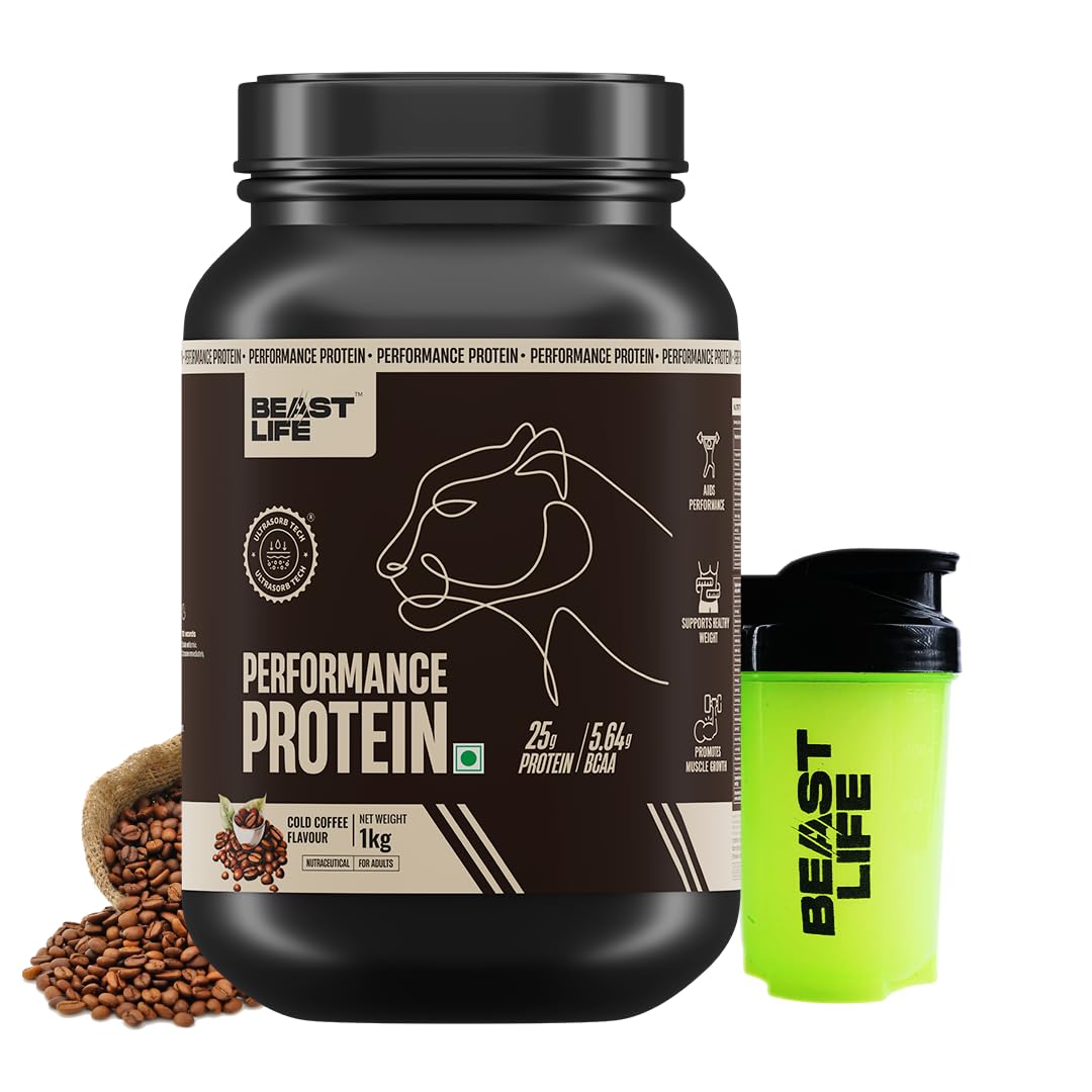 Beast Life Performance Protein Powder | 1 Kg | Cold Coffee with Free Shaker | High Absorption for Muscle Growth |Smooth & Light, Easy to Digest with Ultrasorb Tech|NABL Lab Certified | 25g Protein, 5.64g BCAA | Best For Gut | Beta Glucan | Improves Immune Function-image-16