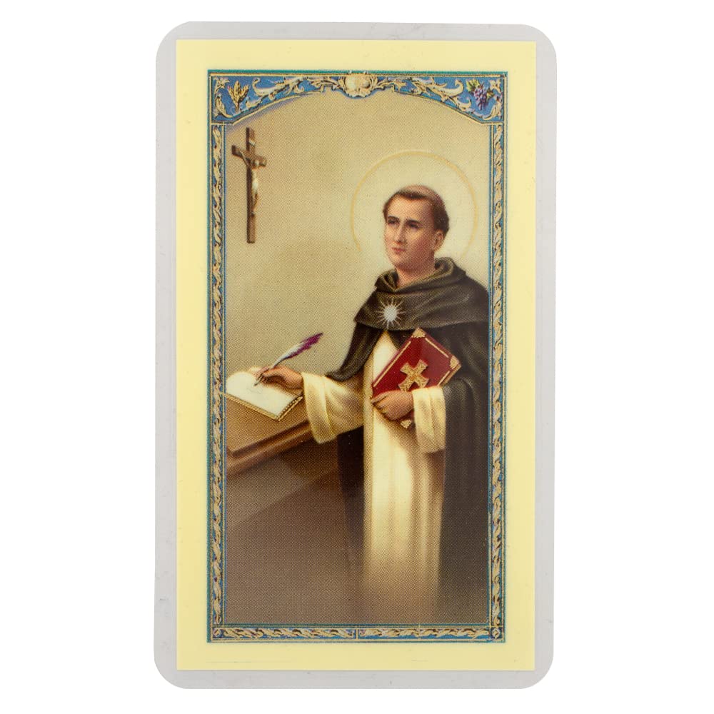 Saint Thomas Aquinas Prayer Card | Patron Saint of Catholic Schools | Laminated Holy Card | Great Catholic Gift | Beautiful Art and Meditation | Made in Italy