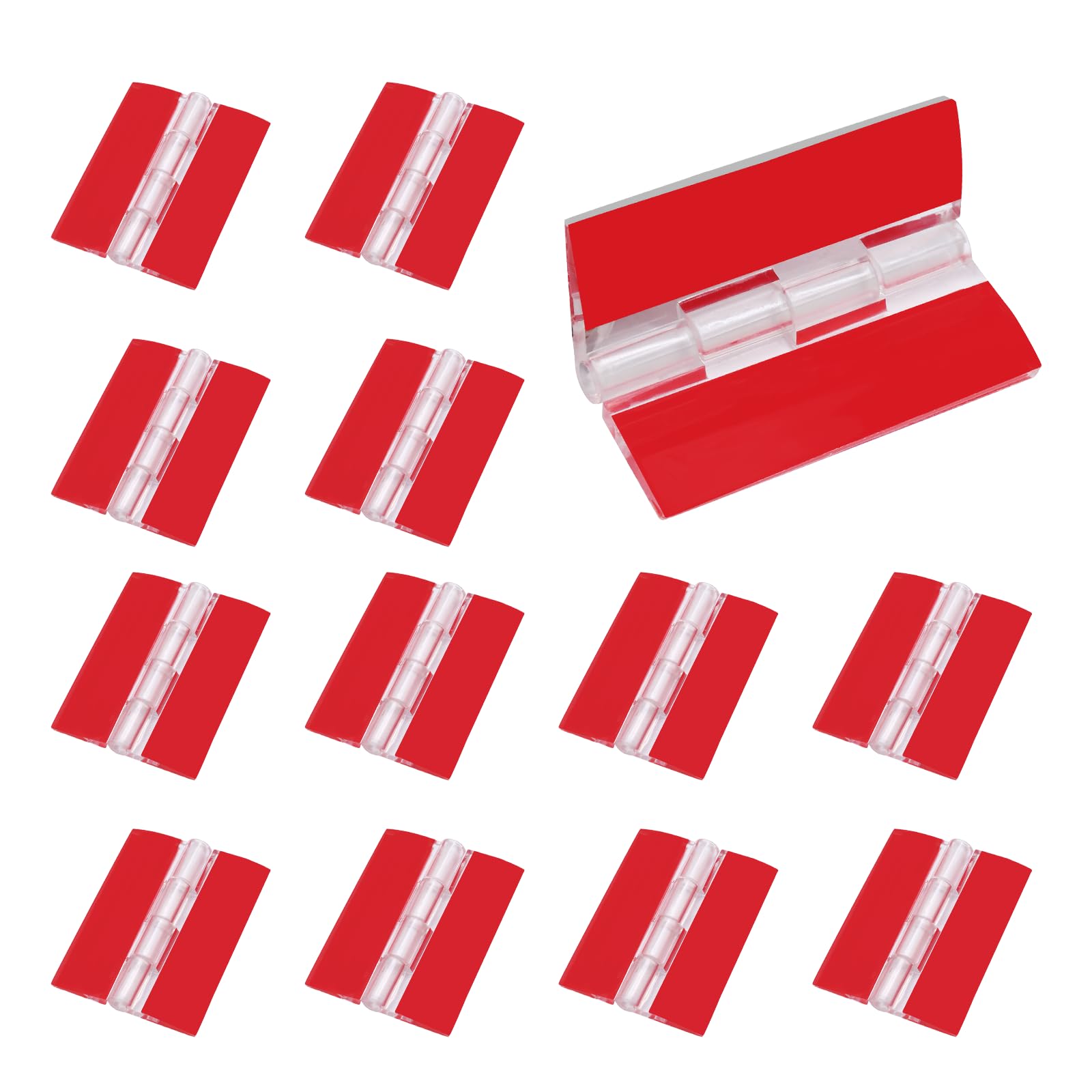 Kyuionty 12 Pack Self-Adhesive Clear Acrylic Hinges, 35x45mm Transparent Folding Plastic Hinges for DIY Box, Display Stand