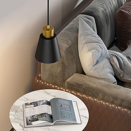 Miniatura 6 de Yollzey Paquete de 3 lámparas colgantes negras modernas, pantalla de metal, cable de 59.1 pulgadas, isla de cocina, comedor, vestíbulo, pasillo,