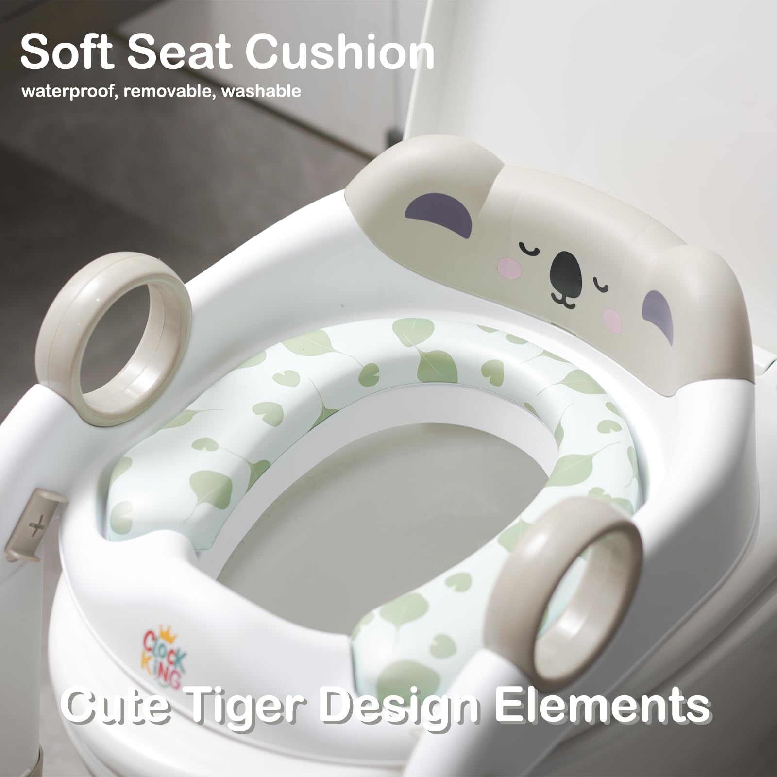 Asiento de entrenamiento para ir al baño, bonito diseño de koala, asiento de inodoro plegable con cojín suave, adecuado tanto para niños como para niñas, con protector contra salpicaduras