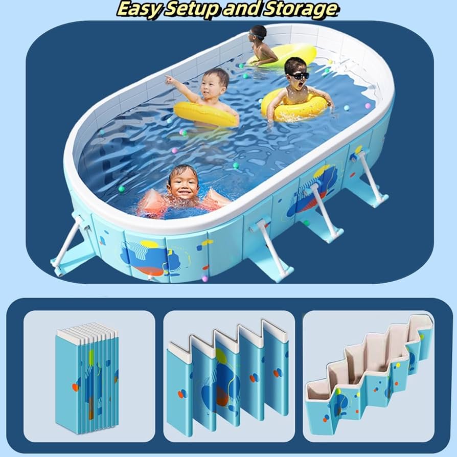 Non Inflatable Pool SUPIIRAW Foldable Pool, Non-Inflatable