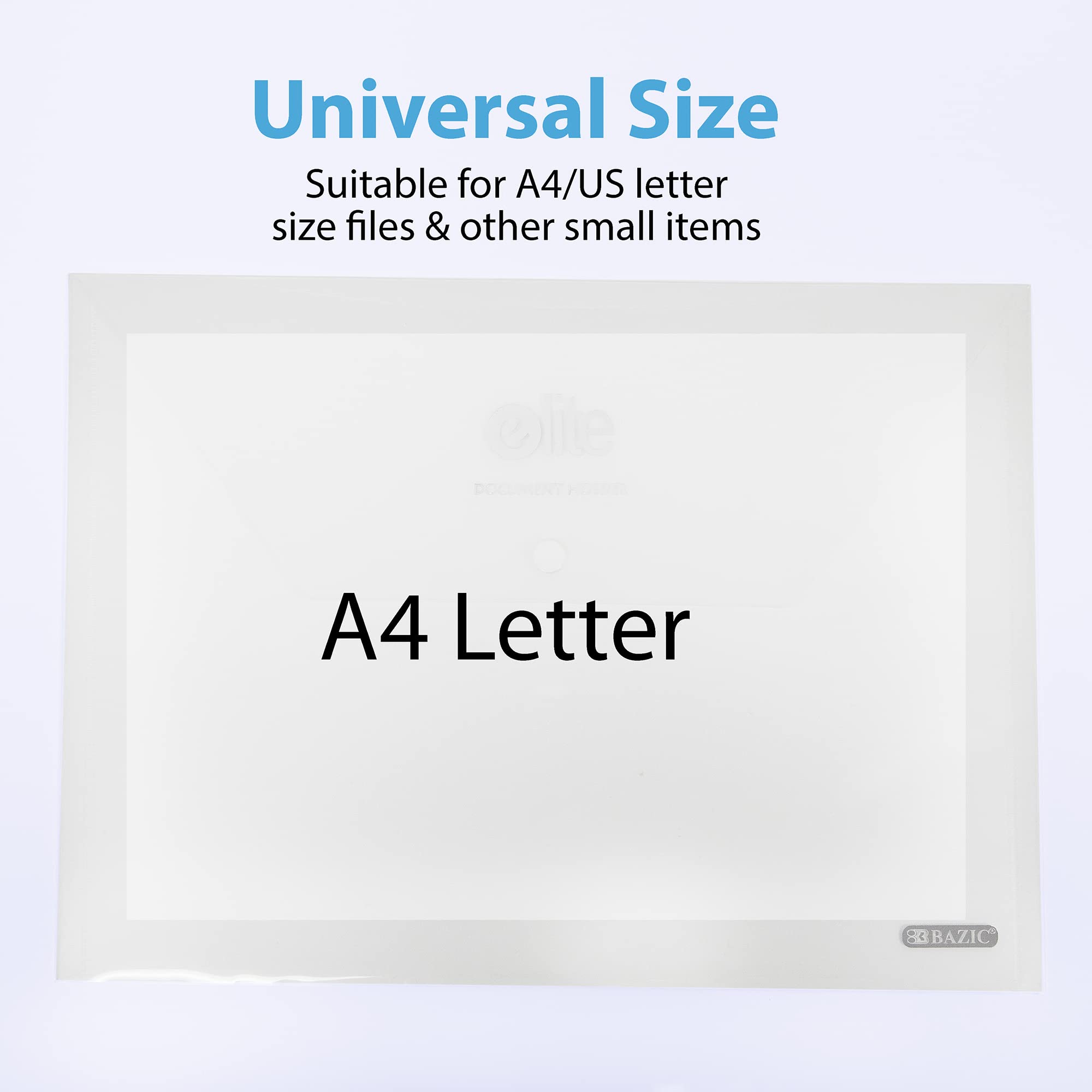 BAZIC 6-Pack Plastic Envelopes - Letter Size Clear Zip Folders In Assorted Colors