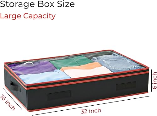 Miniatura 2 de Contenedores de almacenamiento debajo de la cama de 6 pulgadas  Paquete de 12 cajones de almacenamiento debajo de la cama con asas duraderas, gran