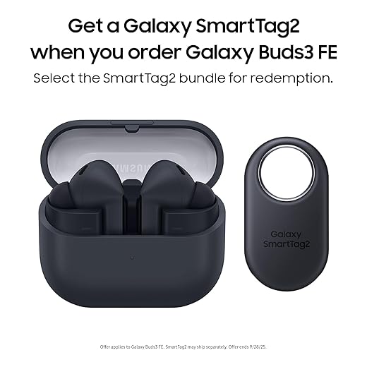 SAMSUNG Galaxy Buds 3 FE (2025) + Galaxy SmartTag2, True Wireless Bluetooth Earbuds, Active Noise Cancellation, Powerful Sound, Clear Calls, Long Lasting Battery, Black [US Version, 2 Year Warranty]