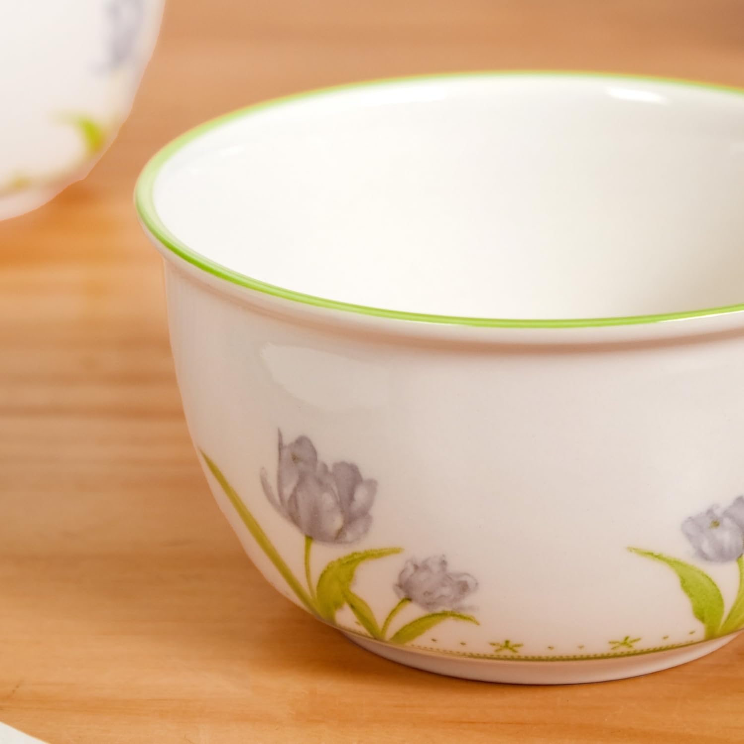 Nestasia Set of 4 Ceramic Soup Bowl with Spoon (400ml) - Microwave Safe Bowl for Serving Soup, Curry, Dal, Custard, Kheer & Dessert | Floral Design Bowl Set Perfect for Gifting & Daily Use 1