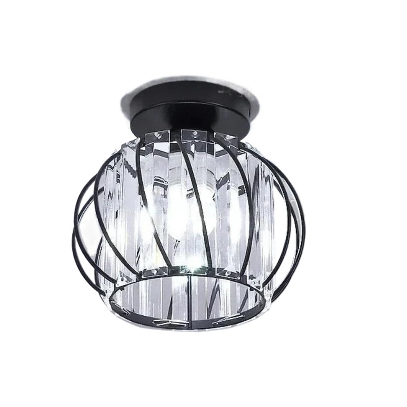 Light Shade Crystal Aisle Ceiling Light Fixtures for Corridor Balcony Ceiling Lampshade Dining Room Chandelier Decoration(Black)