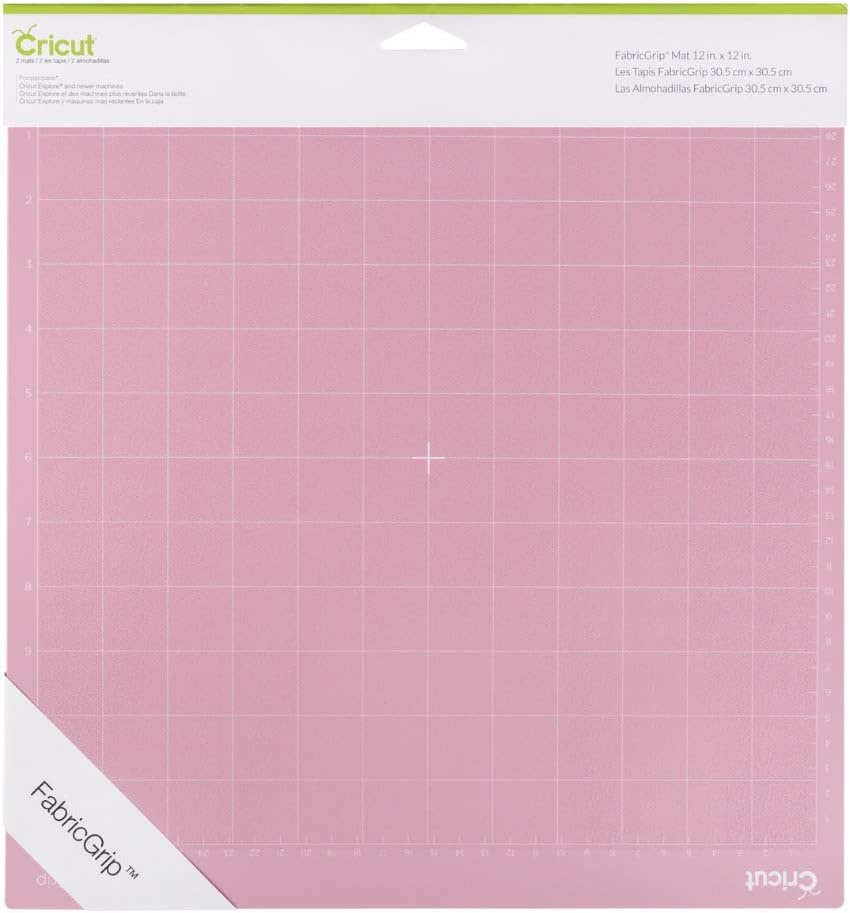 Cricut FabricGrip Adhesive Cutting Mat 12" x 12", High Density Fabric Craft Cutting Mat, Made of Material to Withstand Increased Pressure. Use For Cricut Explore/Cricut Maker, (2 CT)
