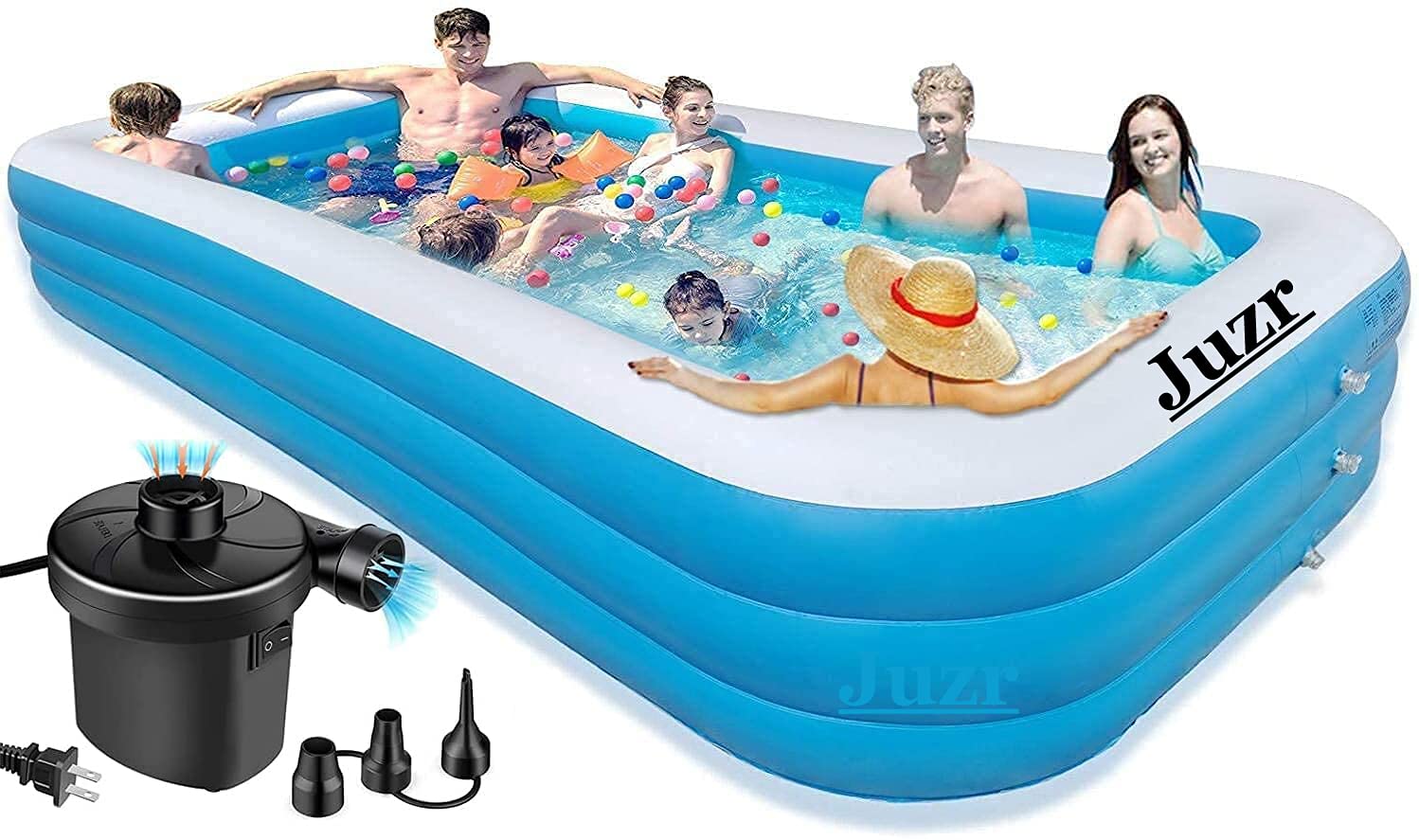 JUZR/Swimming Pool 10-Feet 3 Stripped Printed Inflatable Rectangle Bath Tub and Swimming Pool for Adults Kids Spa with Free Pump 120x 72"x24" Inch-(Multi) (10-Feet) (B09BMF29PW) Amazon Price History, Amazon Price Tracker