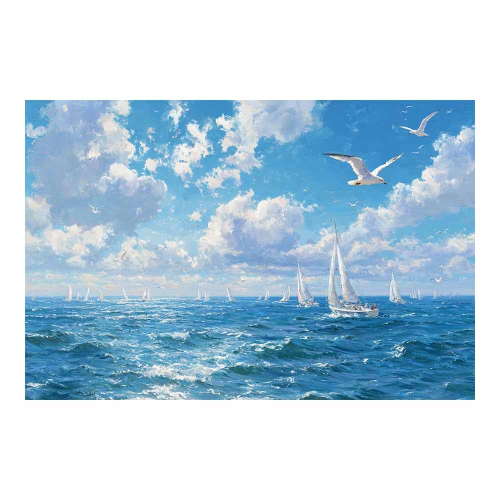 HOQIU Wall art for home decor Regatta SailBoats s Painting canvas artwork for wall, art prints, For living room, bedroom, bathroom, dining room, painting and decor.(Multicolor)-60x80cm Unframed