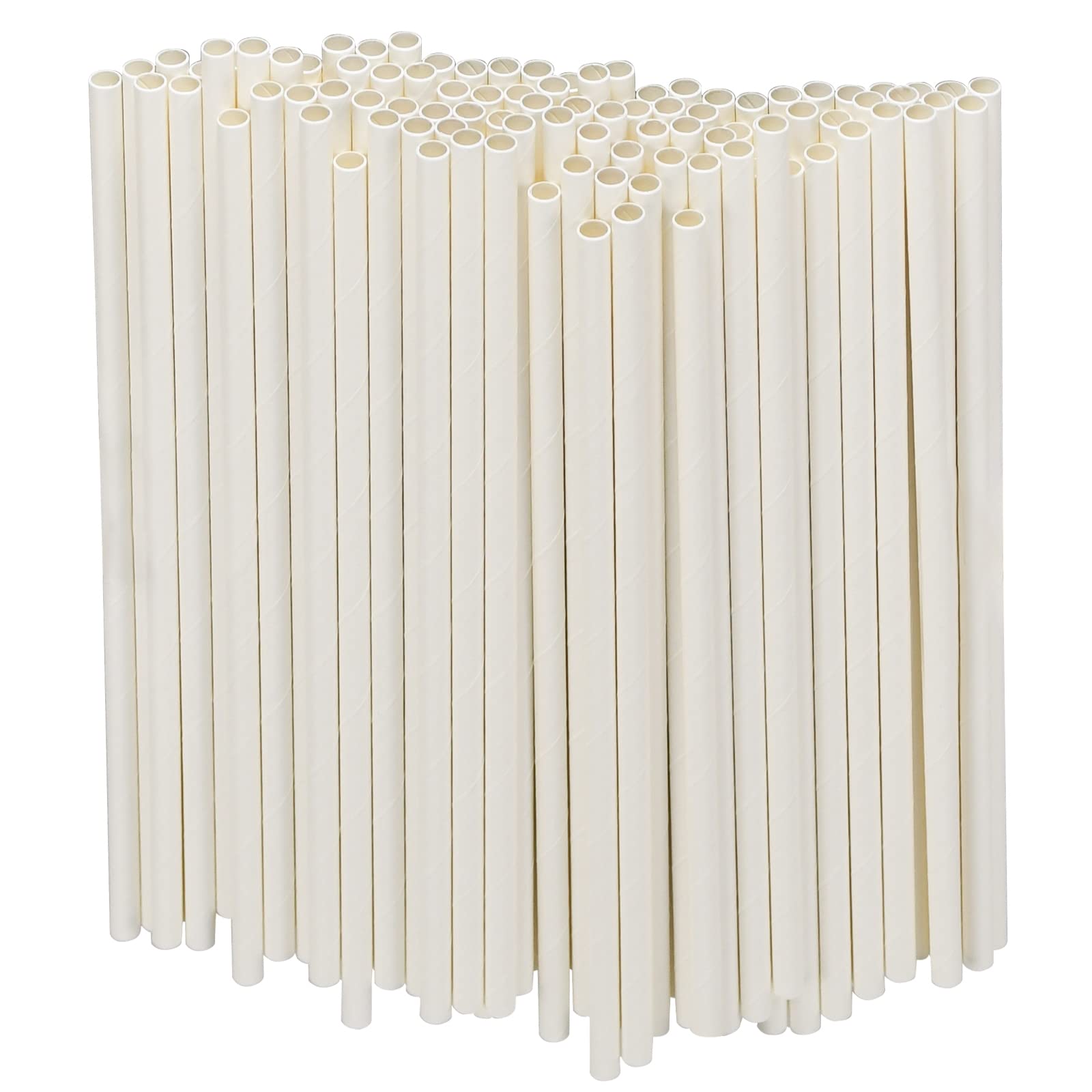 Paille en papier blanc premium robuste et compostable 250 pcs