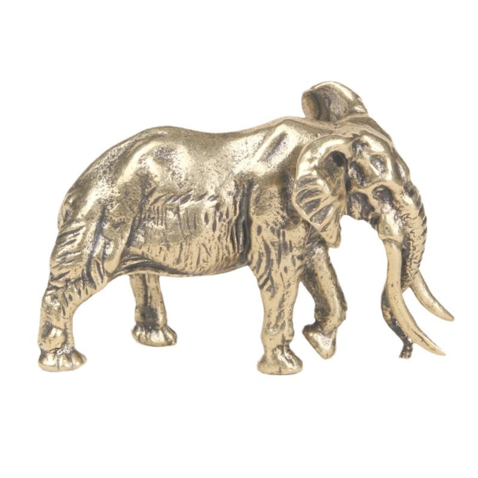 NGDFGR Brass Mammoth Miniature Figurines,Metal Simulation Animal Elephant Statue Sculpture Desktop Ornament Sand Table Bonsai Micro Landscape Car Decor Accessories