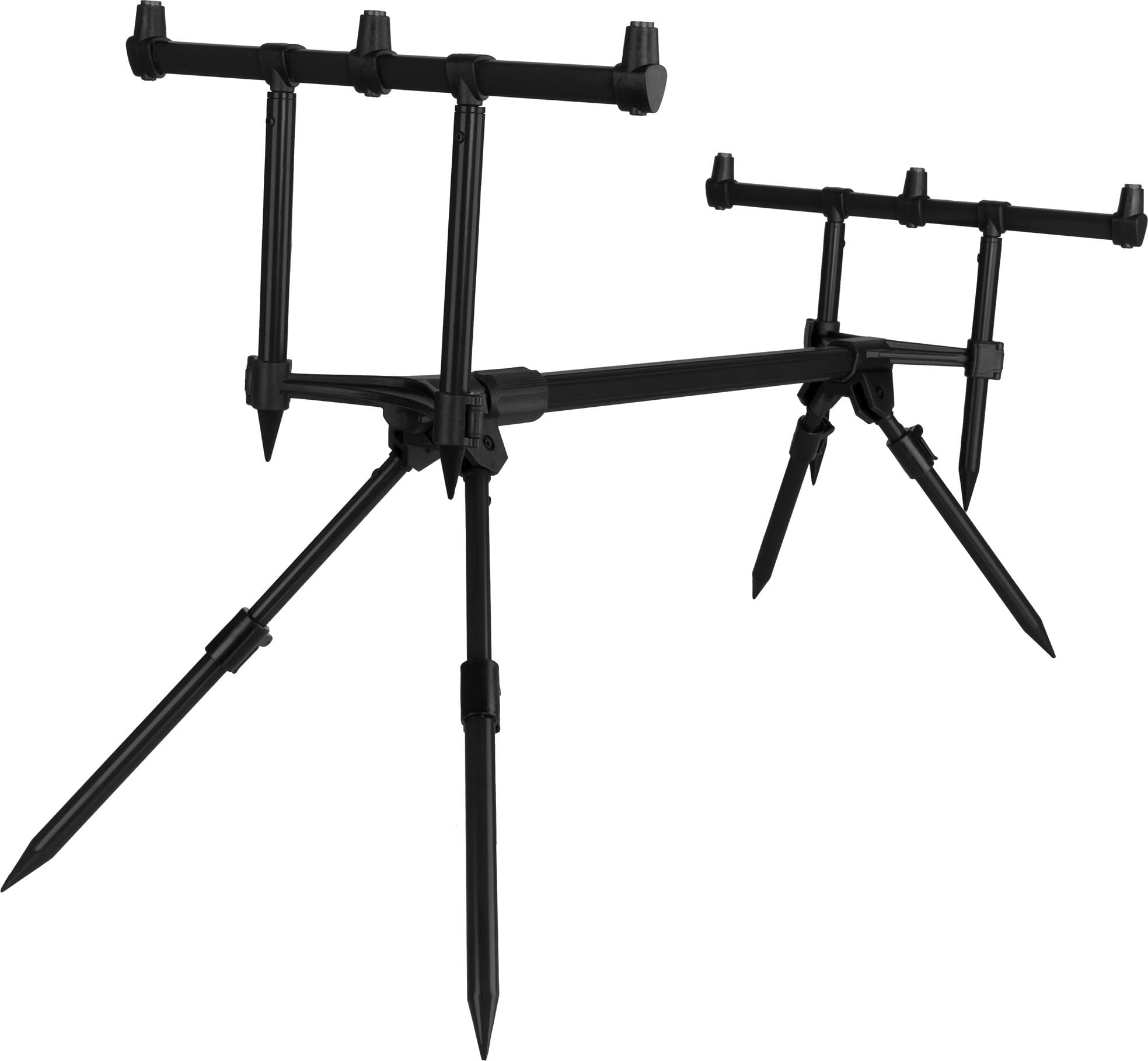 Rutenhalter Rod Pod Aluminium Angelständer Rutenauflage - Verstellbarer Rutenständer für 3 Ruten mit Teleskopfüßen und Transporttasche