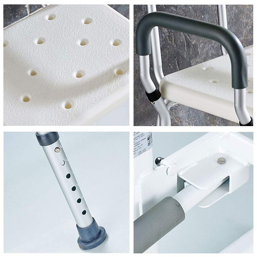 Ducha / Baño heces Asiento de ducha for adultos / ancianos Silla Cuarto de baño / discapacitados con respaldo y el Mango Patas antideslizantes Altura regulable - Baño Bañera banco de heces, Máx.150kg