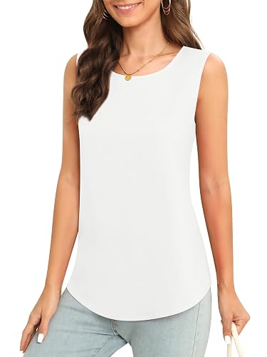 Women's Sleeveless Chiffon Tank Top Business Casual Blouse Tunic Top