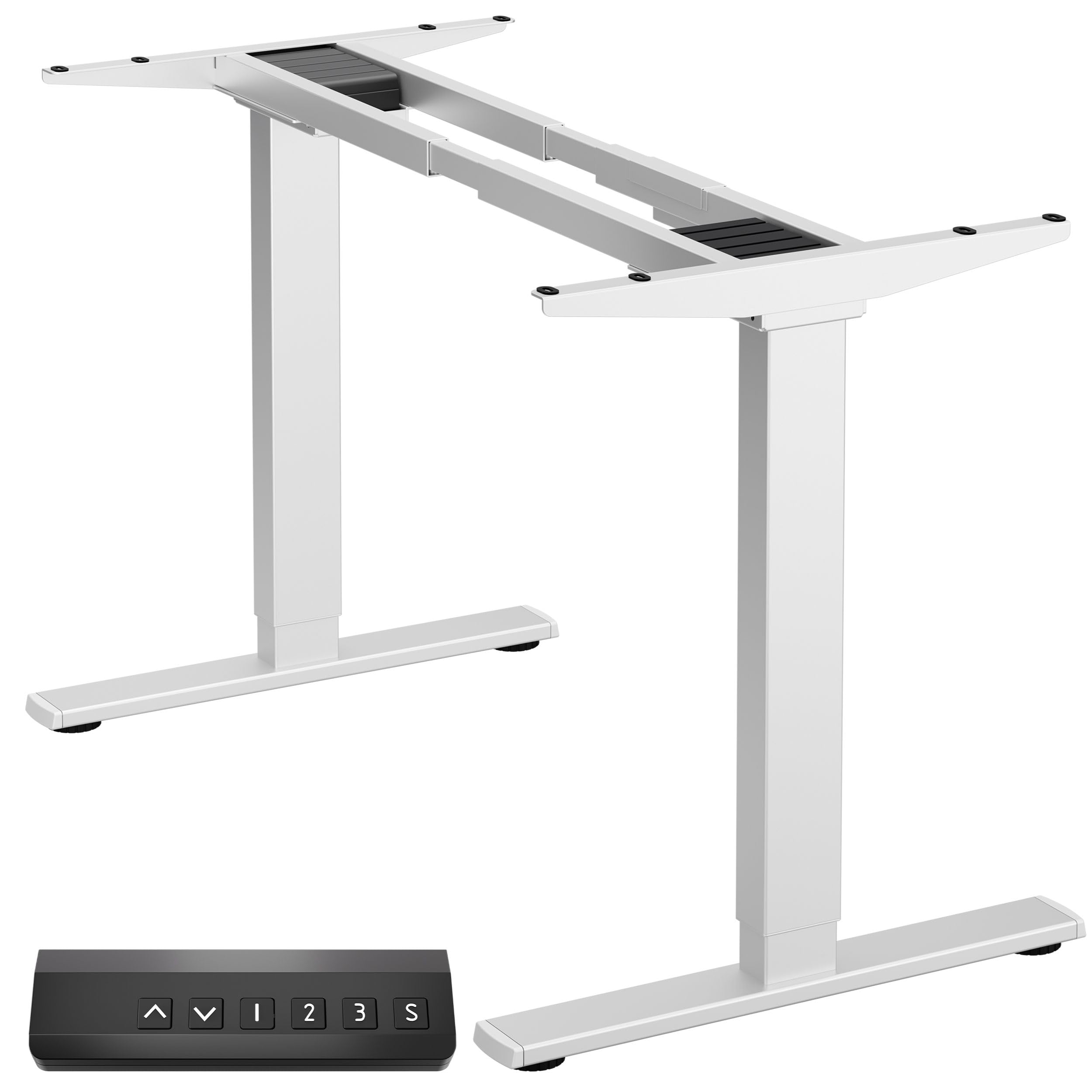 ONKRON Elektrisch Höhenverstellbarer Schreibtisch 140x60 Cm – Bis 118 Cm, 60 Kg Tragkraft, Weiß