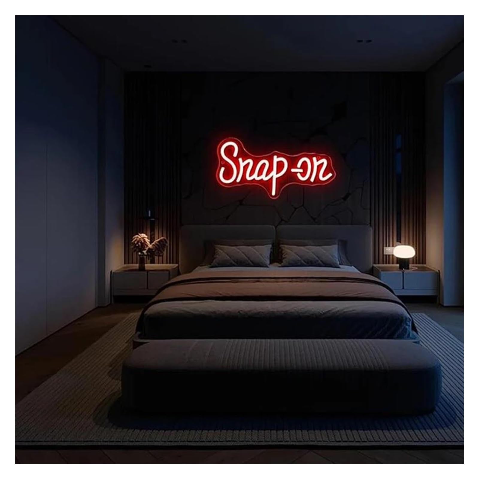 Insegna luminosa al neon Snap-On per insegna al per neon, cartellone pubblicitario con lettere rosse, luce LED dimmerabile alimentata tramite per USB