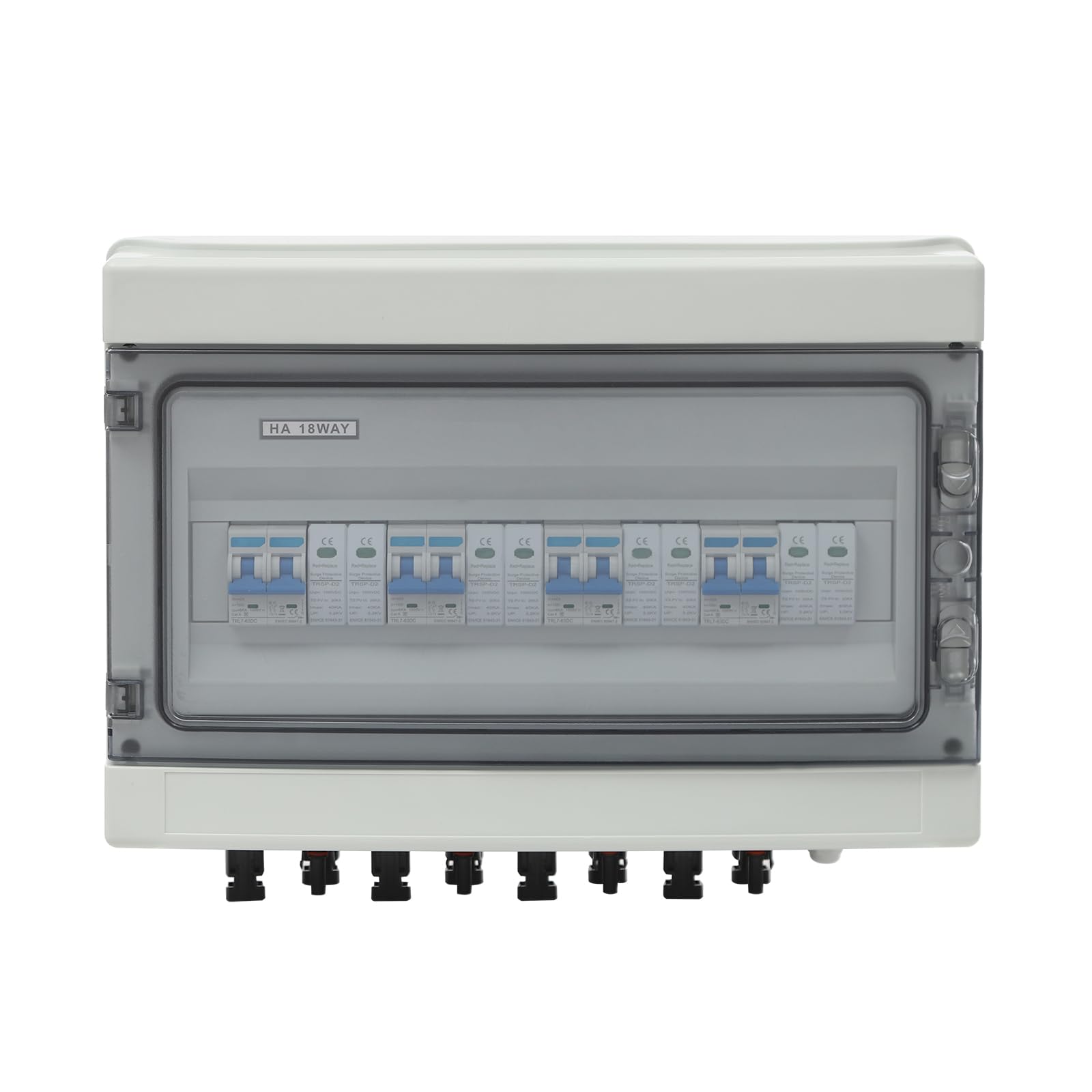 PV Combiner Box 4 in 4 Out 1000V DC, 40A Solar Combiner Box mit Überspannungsschutz & Kurzschlussschutz, IP65 wasserdicht, für Photovoltaik-Anlagen, geeignet für 6mm Kabel, inklusive Montagezubehör, W