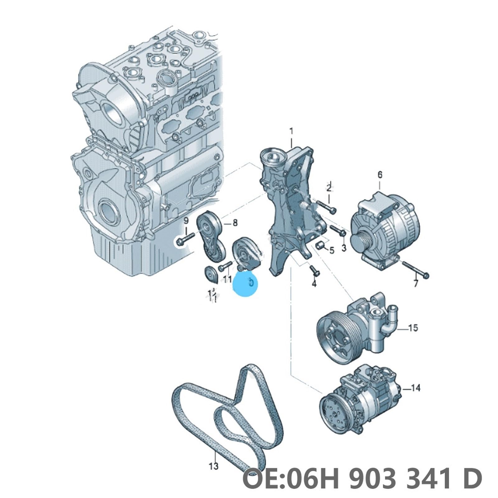 pasowe napinające ramię Napinacz paska napędowego 06H903341D pasuje do Volkswagen Amarok Transp Audi Q5 A5 A4
