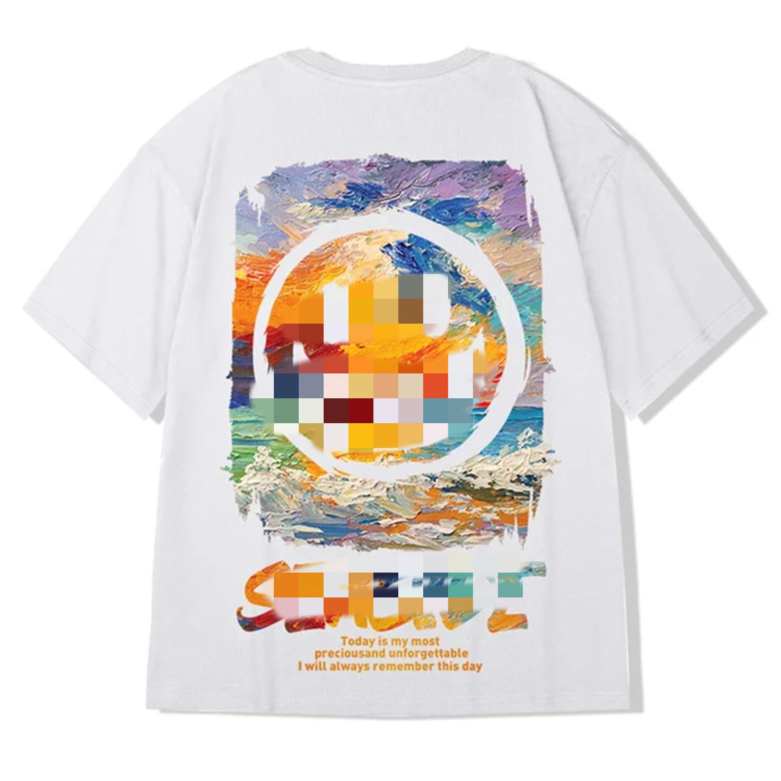 Camiseta De Manga Corta Camiseta De La Cara Divertida para Hombres Hip-Hop Street Camiseta De Gran Tamaño De Manga Corta
