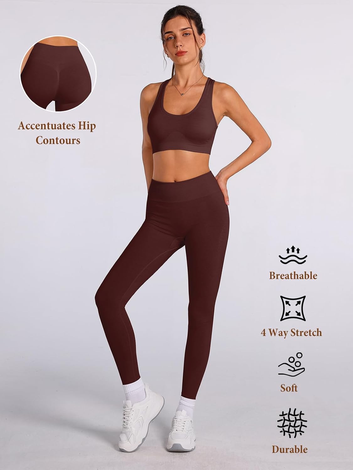 EFOGEP Women's Workout Sets 2 Piece Yoga Tank Top, High Waisted Leggings, Matching Workout Set for Gym, Yoga, Training - Image 3