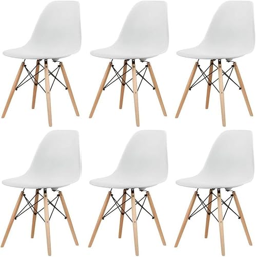 SMTE Wooden Leg Dining Chairs - Six Pack - Yellow Colour - White with keychain