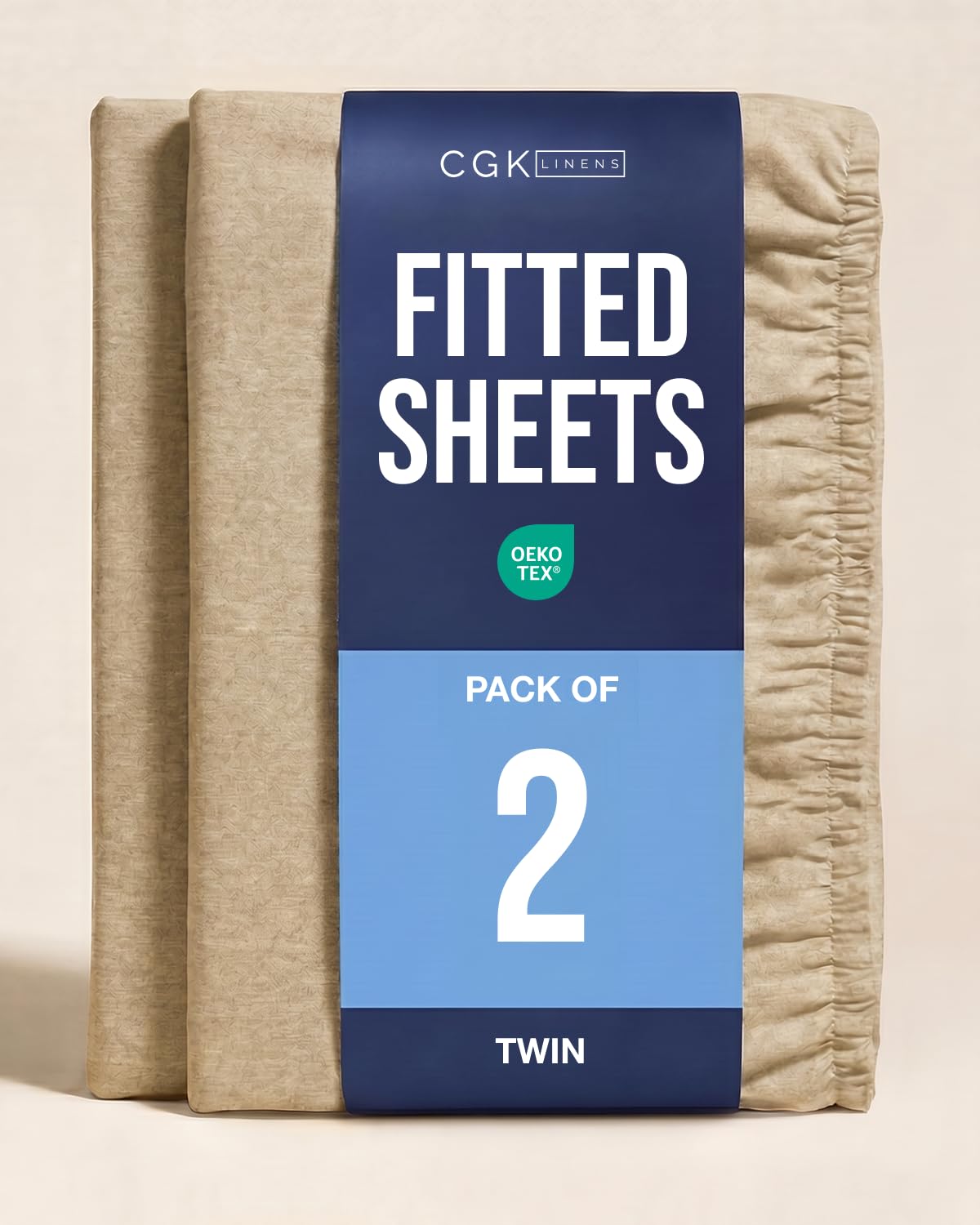 Twin Fitted Sheet - Pack of 2 Single Fitted Bottom Sheet - Heathered Tan