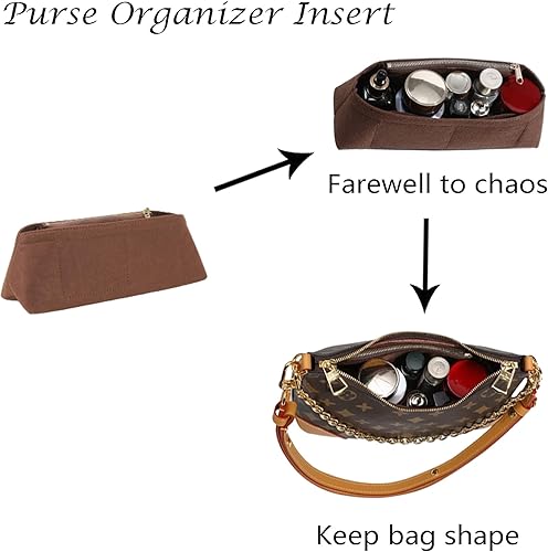 Miniatura 5 de Doxo Organizador de bolso para bolsas LV Boulogne, inserto de bolsa de mano con cremalleras, múltiples bolsillos divisores moldeadores de bolsos