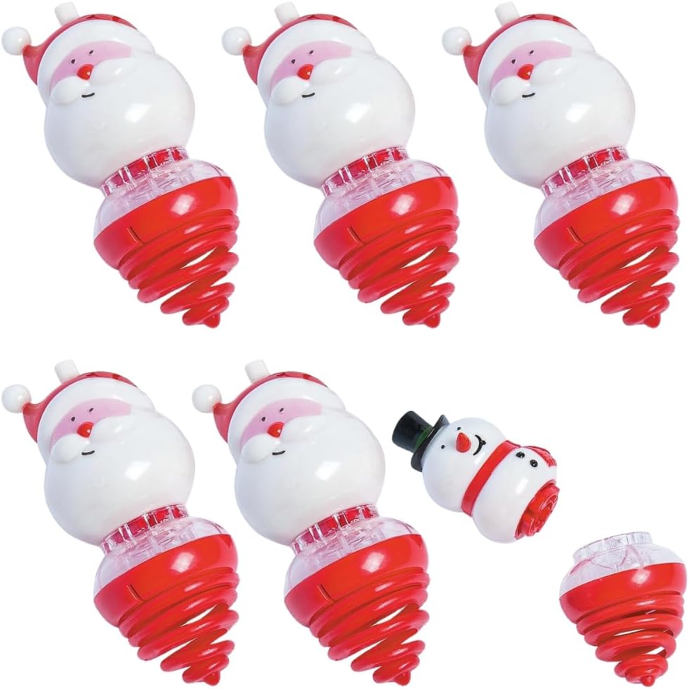 Light-Up Holiday Spin Tops for Kids and Adults, Plastic Christmas Party Favors