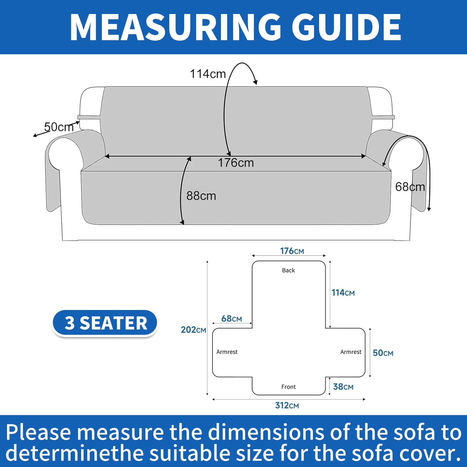 Ystyle Copridivano 3 Posti Con Braccioli, Reversibile Copri Divano Antigraffio Per Gatto Gatto, Copertura Divano Trapuntato Doppio Lato, Universale Sofa Cover, Grigio Chiaro + Beige