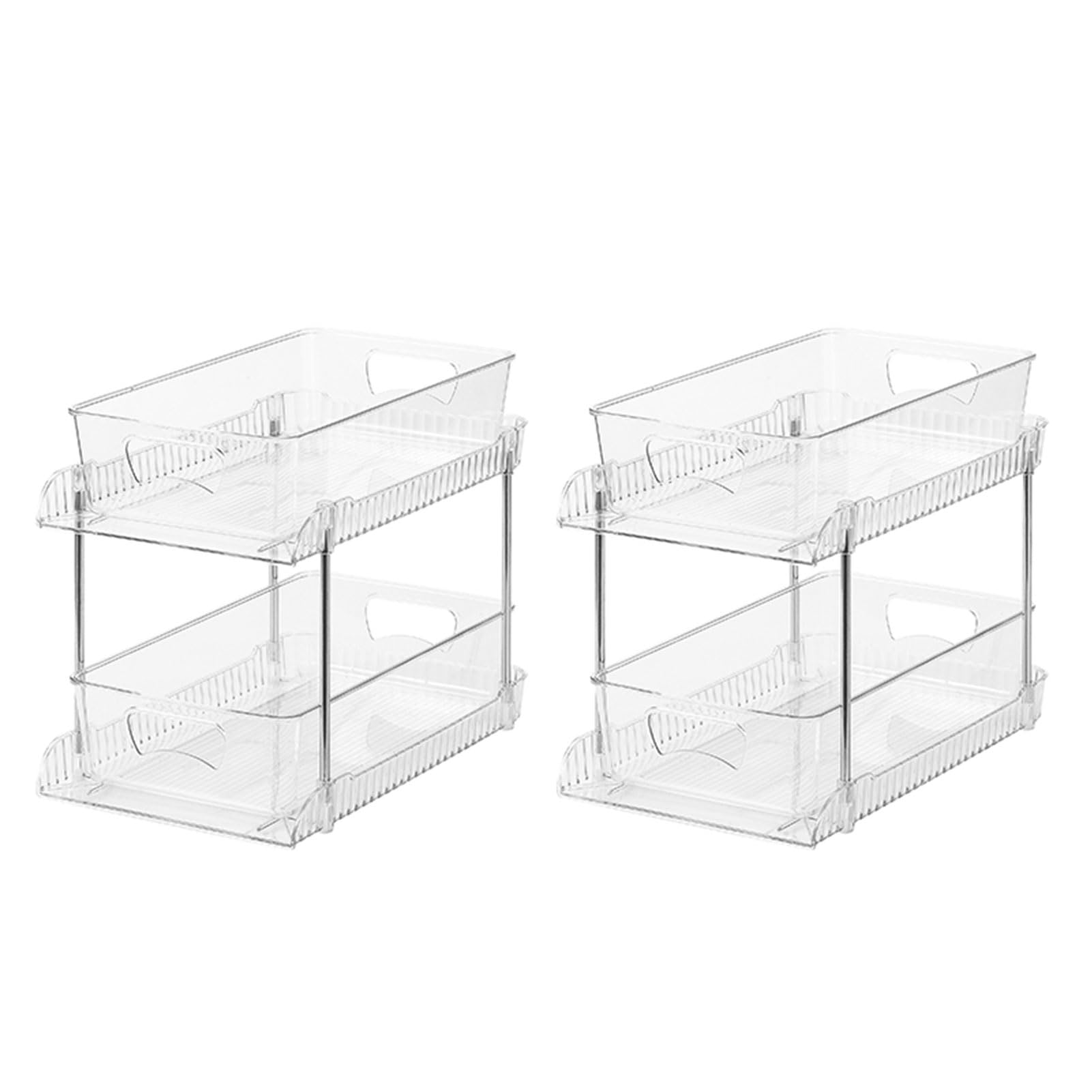 Organizzatore per Cassetti da Bagno Trasparente a 2 Livelli, Massimizza in Modo Efficiente lo Spazio di Archiviazione per la Sotto il Lavello, Scatola Portaoggetti in Plastica Resistente