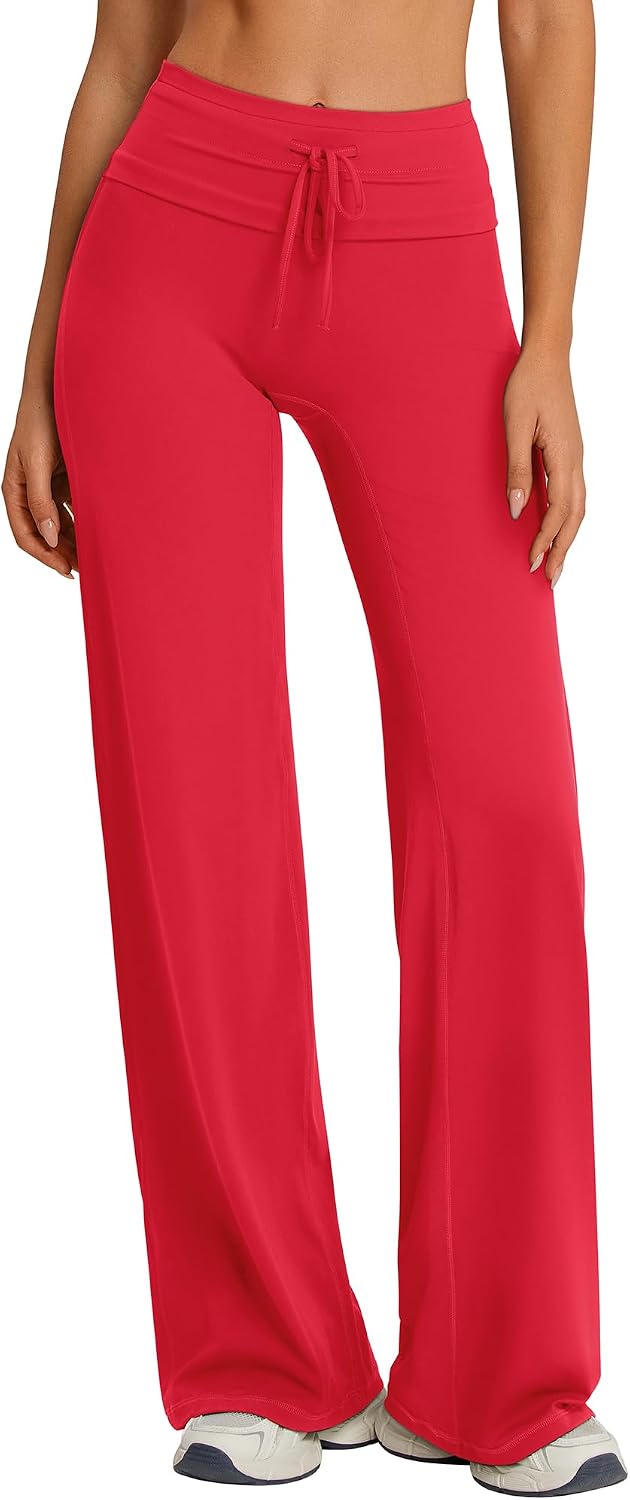 OMKAGI No Front Seam Wide Leg Pants for Women High Waisted Workout Leggings