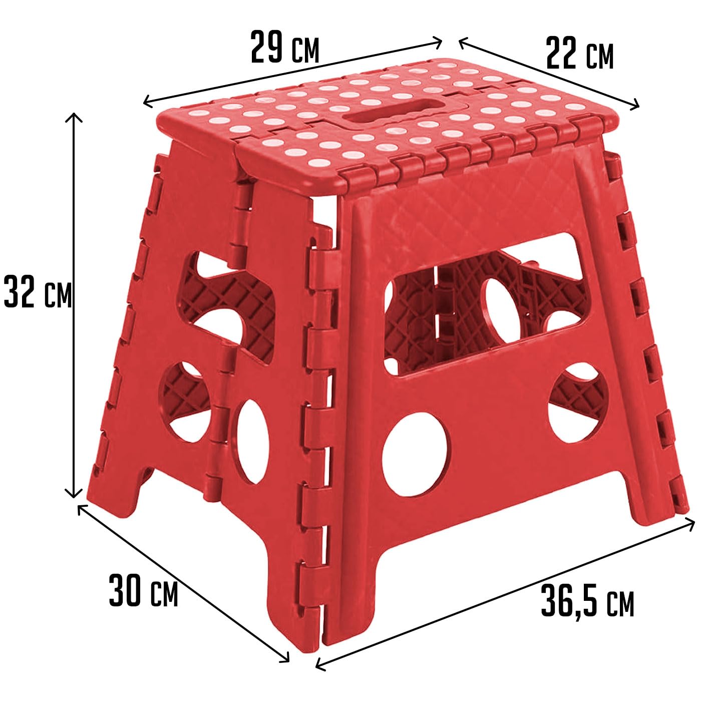 Acan Tradineur - Taburete Plegable Infantil de PVC Multiusos 32,5 x 28,5 x 21,5 cm, banqueta, Asiento de plástico Resistente para niños, Escuela, guardería, hogar, Color Aleatorio
