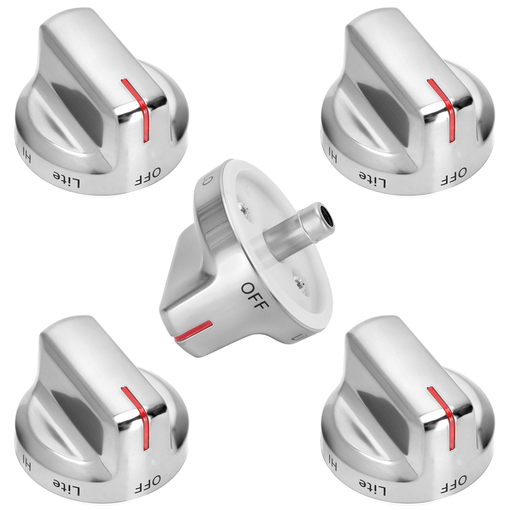 Photo 1 of DG94-02141B Stainless Steel Stove Knobs (5-Pack)