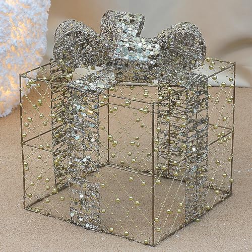 Décorations d'extérieur à paillettes dorées et boîtes lumineuses - 8
