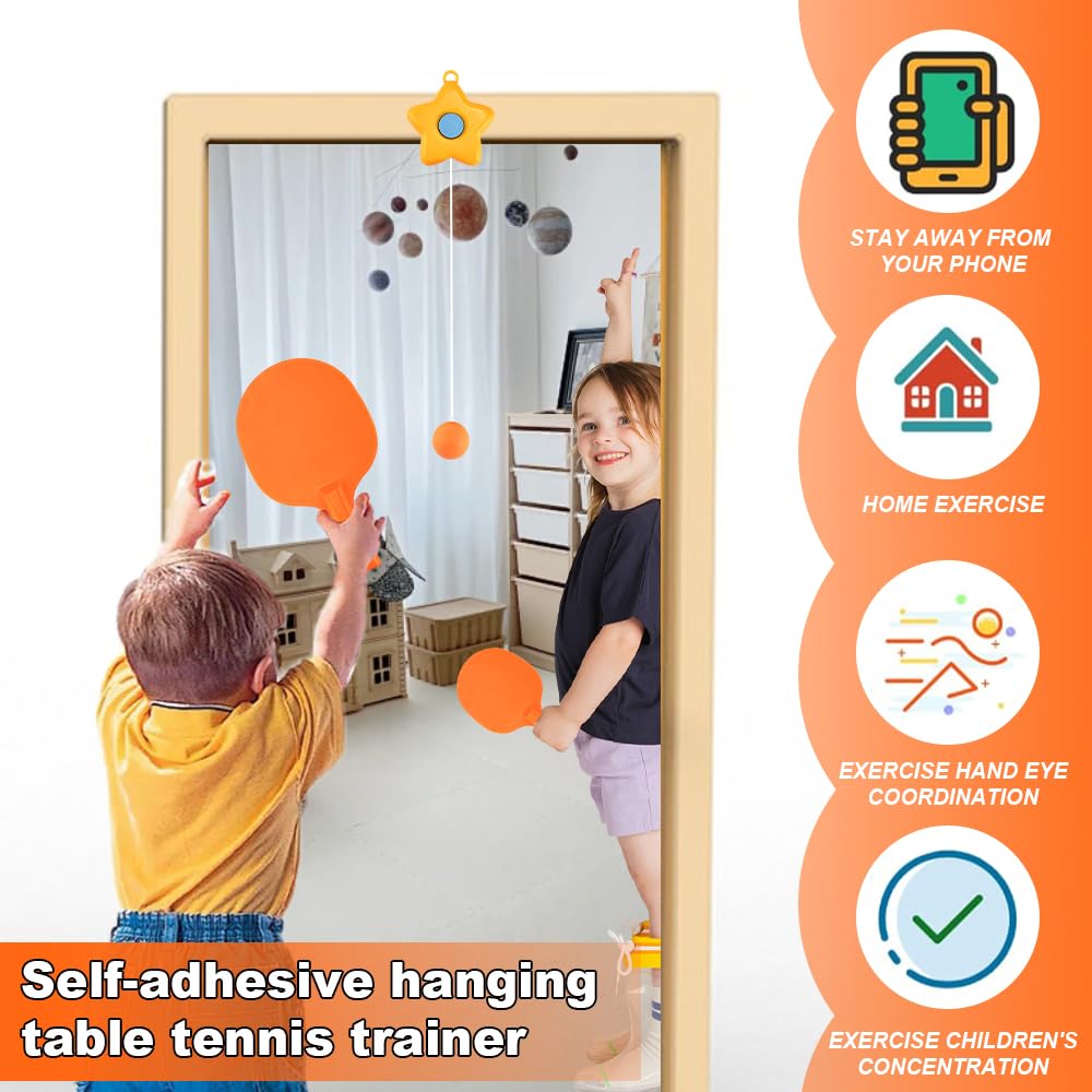 ADERTOS Juego de Entrenamiento de Tenis de Mesa para Colgar, Entrenador de Tenis de Mesa de Interior para Niños Adultos