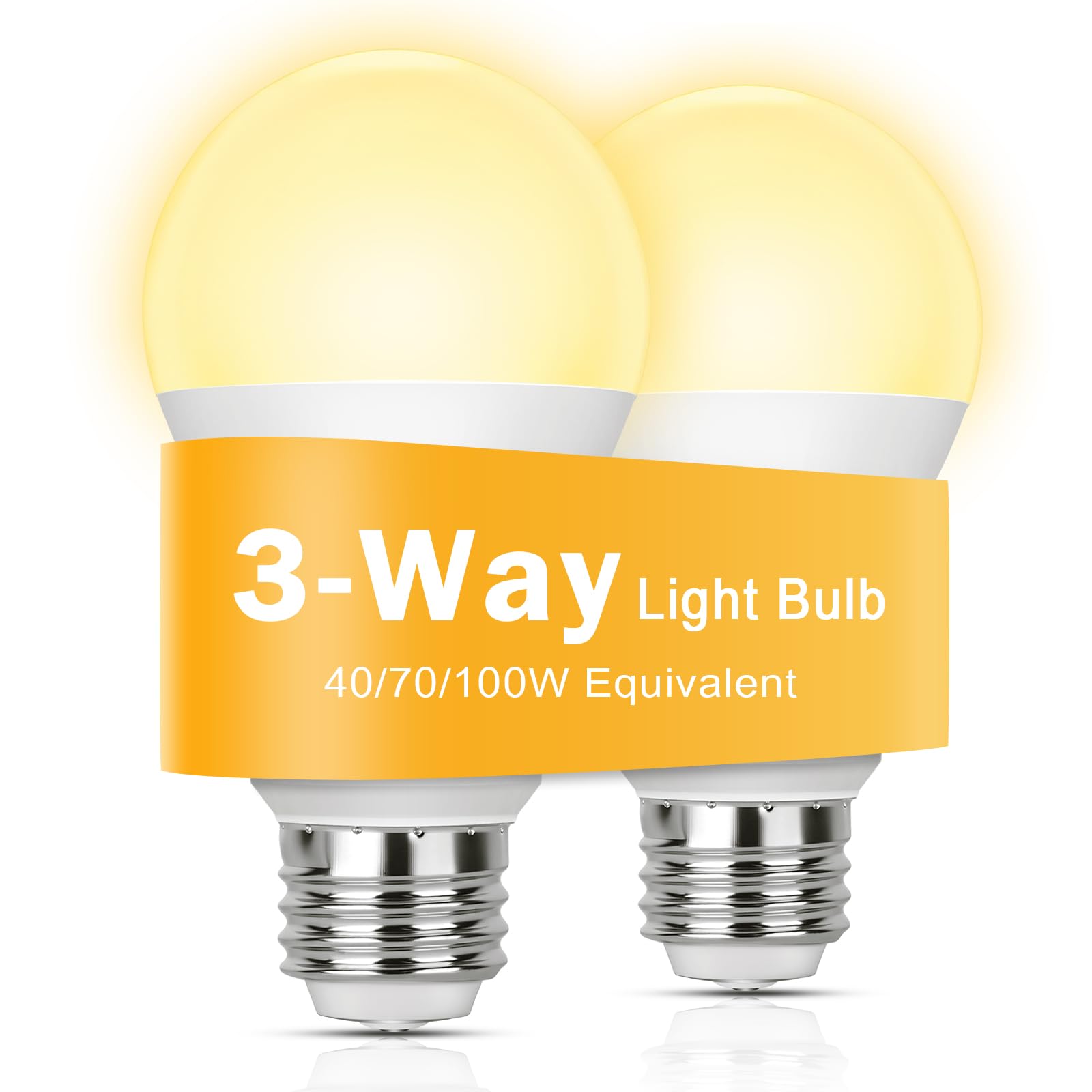 Photo 1 of 3 Way Light Bulbs 40 70 100W Equivalent, LED Dimmable A19 Three Way Light Bulbs Soft White 3000K, E26 Medium Base, 4/8/12W Energy Saving 3 Way Bulb for Floor Lamp Desk Lamp Table Lamp Reading, 2-Pack