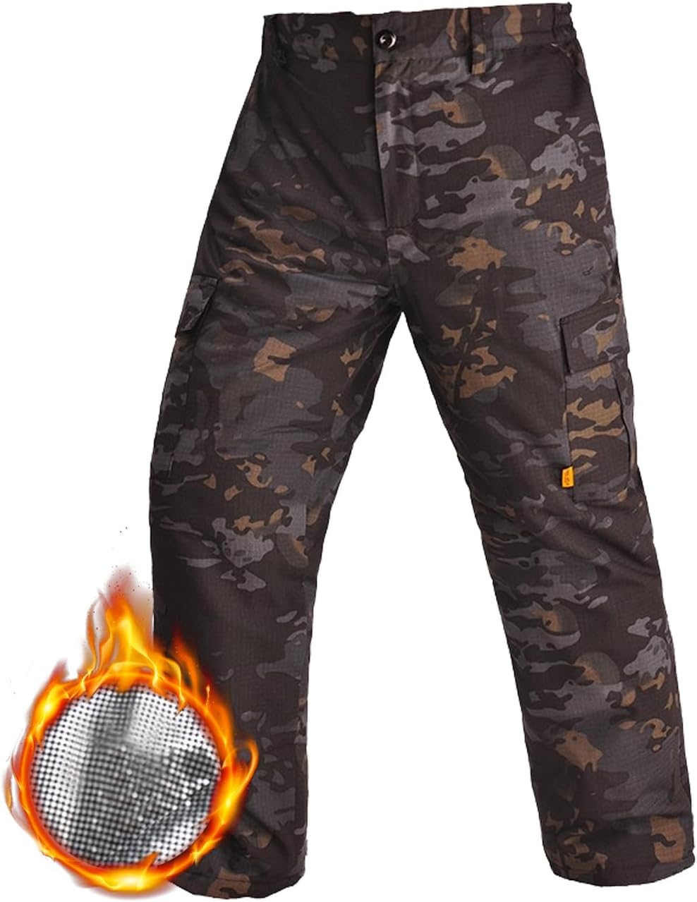 HARGLESMAN Outdoor Cold-Proof Tactical Pants Heat Reflective Fleece-Lined Insulated Warm Hiking Pants