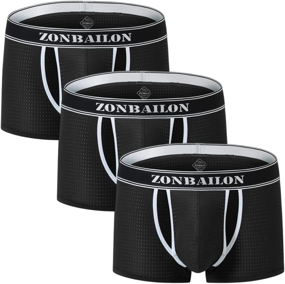 ZONBAILON Mens Sexy Bulge Enhancing Boxer Underwear Bamboo Viscose Tagless Smooth Trunks Underpant