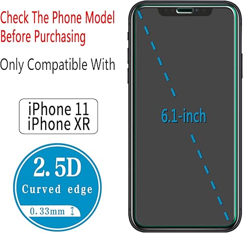 Miniatura 10 de HPTech Paquete de 2 protectores de pantalla de privacidad diseñados para iPhone 11 Pro Max, XS Max de 6.5 pulgadas, vidrio templado antiespía,