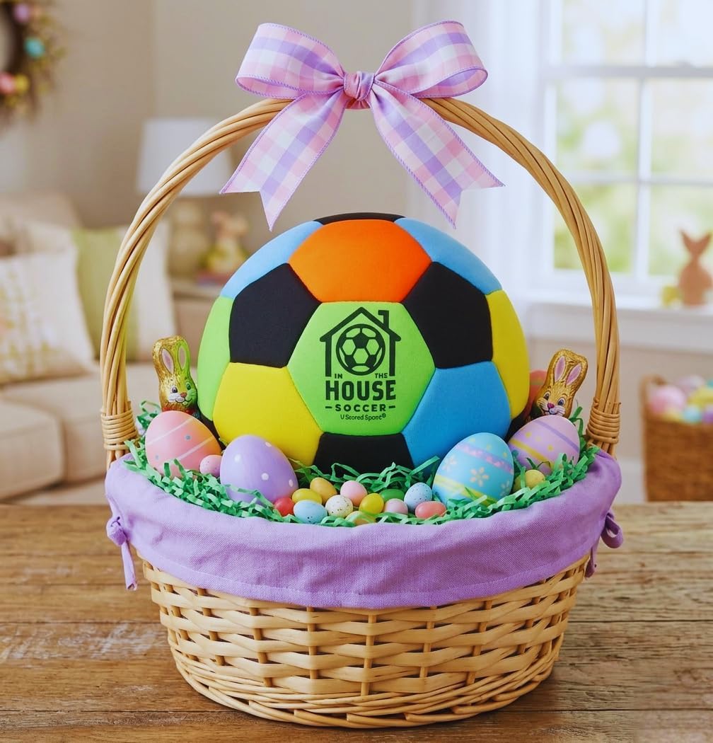 in The House Soccer Ball - Indoor Size 4 Padded Soccer Ball for Girls (Ages 3+), Boys (Ages 3+) & Adults - Bring Soccer Practice Home - Perfect for Juggling - Gift for Soccer Player
