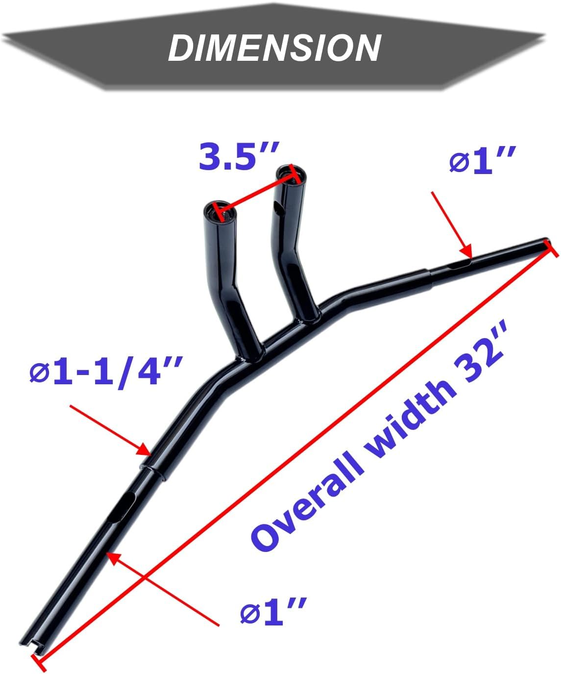 8" Rise 1-1/4" Fat T-Bars Handlebar Fit For 82-22 Harley Sportster Dyna Low Rider Breakout Softail Throttle-by-wire FLST FXST Motorcycle T Handle Bar Gloss Black
