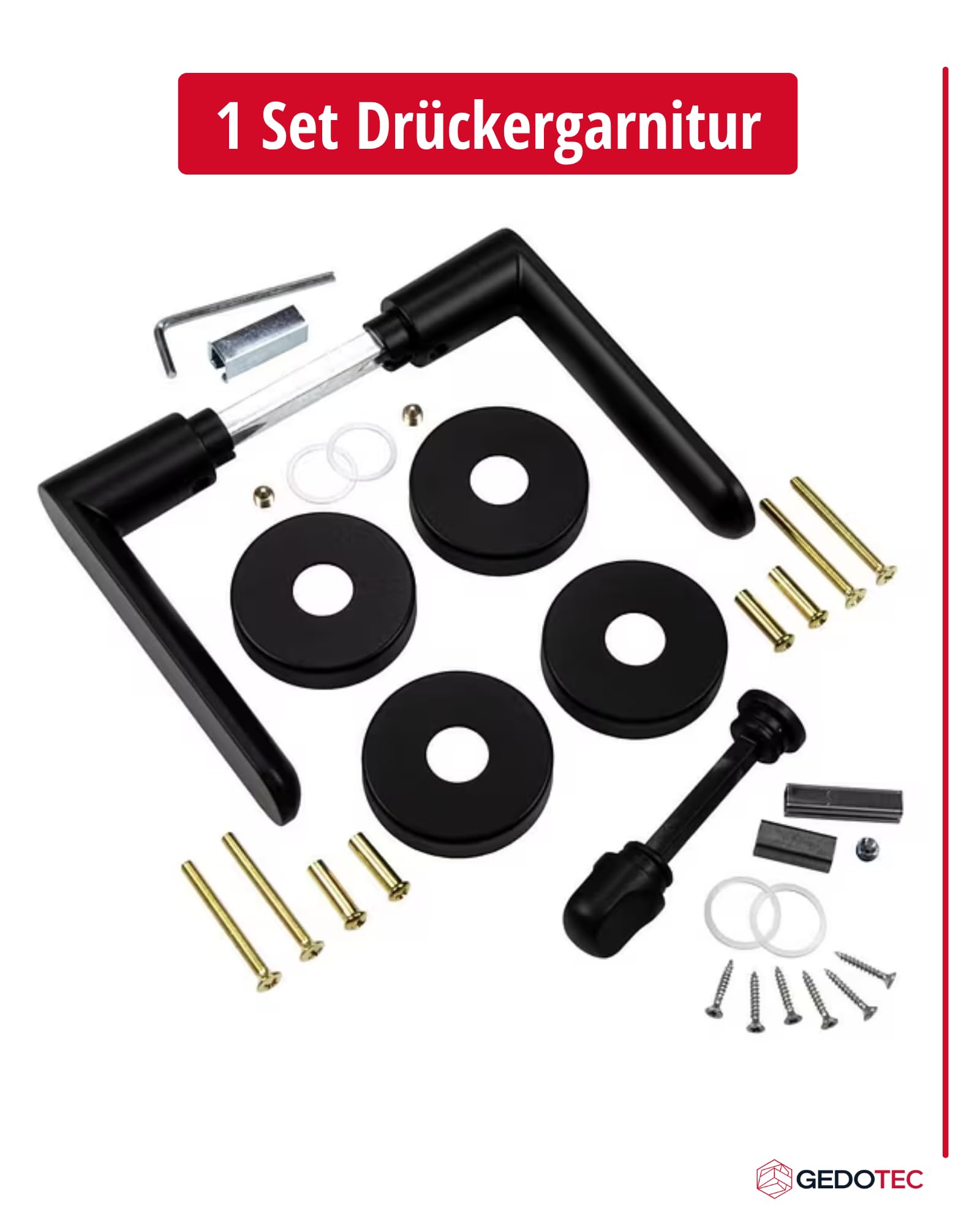 Gedotec Drückergarnitur Aluminium | 1 Set | Türbeschlag Anthrazit | WC - Badezimmer | SHAPE | Türbeschlag inkl. Befestigungsmaterial | Türdrückergarnitur rostfrei | Türklinke Zimmertüren | Türgriff