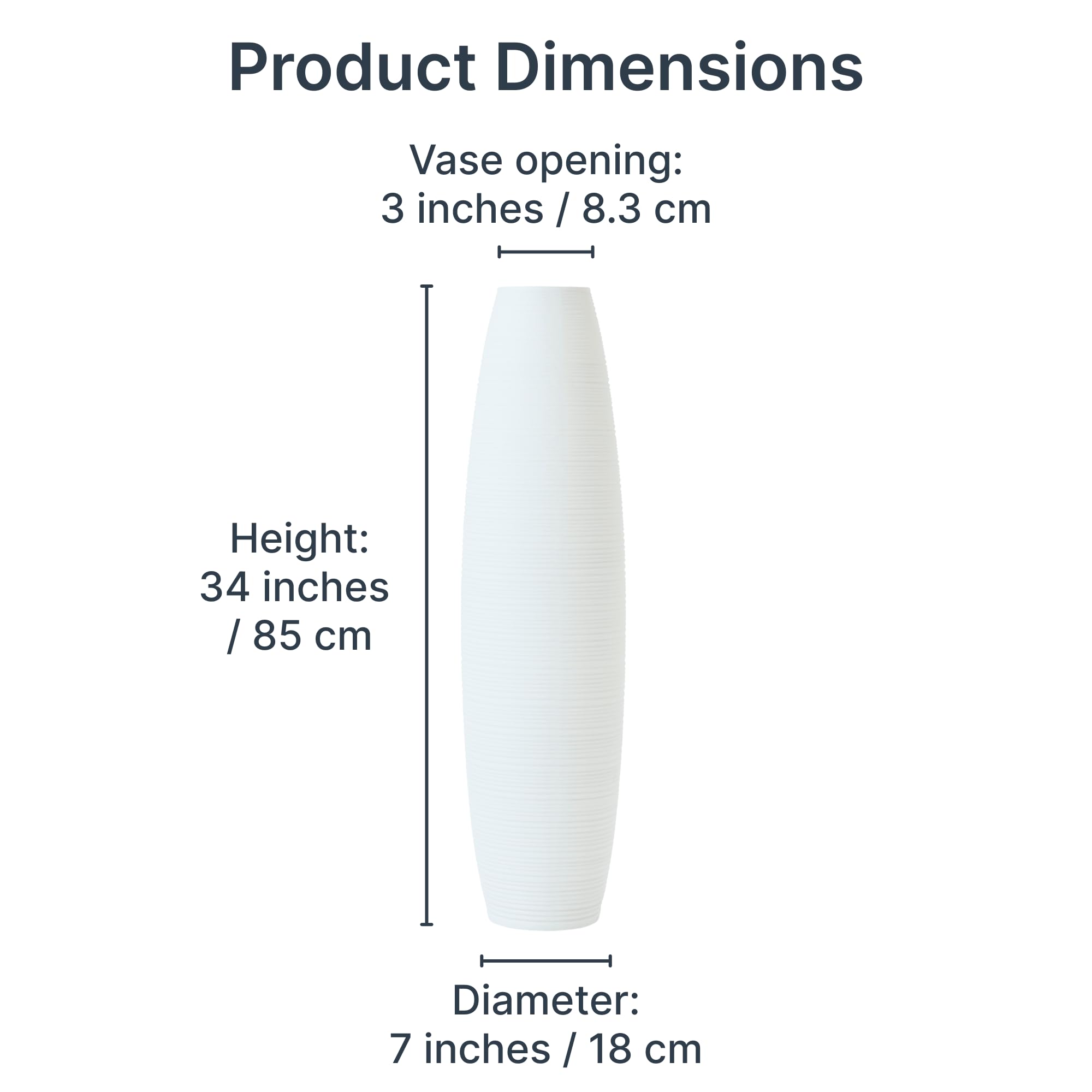 Leewadee Vaso da Terra Grande Alto 85 cm - Vaso Bianco Legno di Mango Fatto a Mano da Interno Erbe della Pampa
