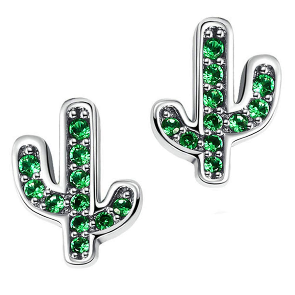 HLTYGWX Orecchini in Argento Sterling con Decorazioni di Piante da Donna Orecchini a Bottone con Strass Orecchini a Bottone Lucidi per Donne e Ragazze
