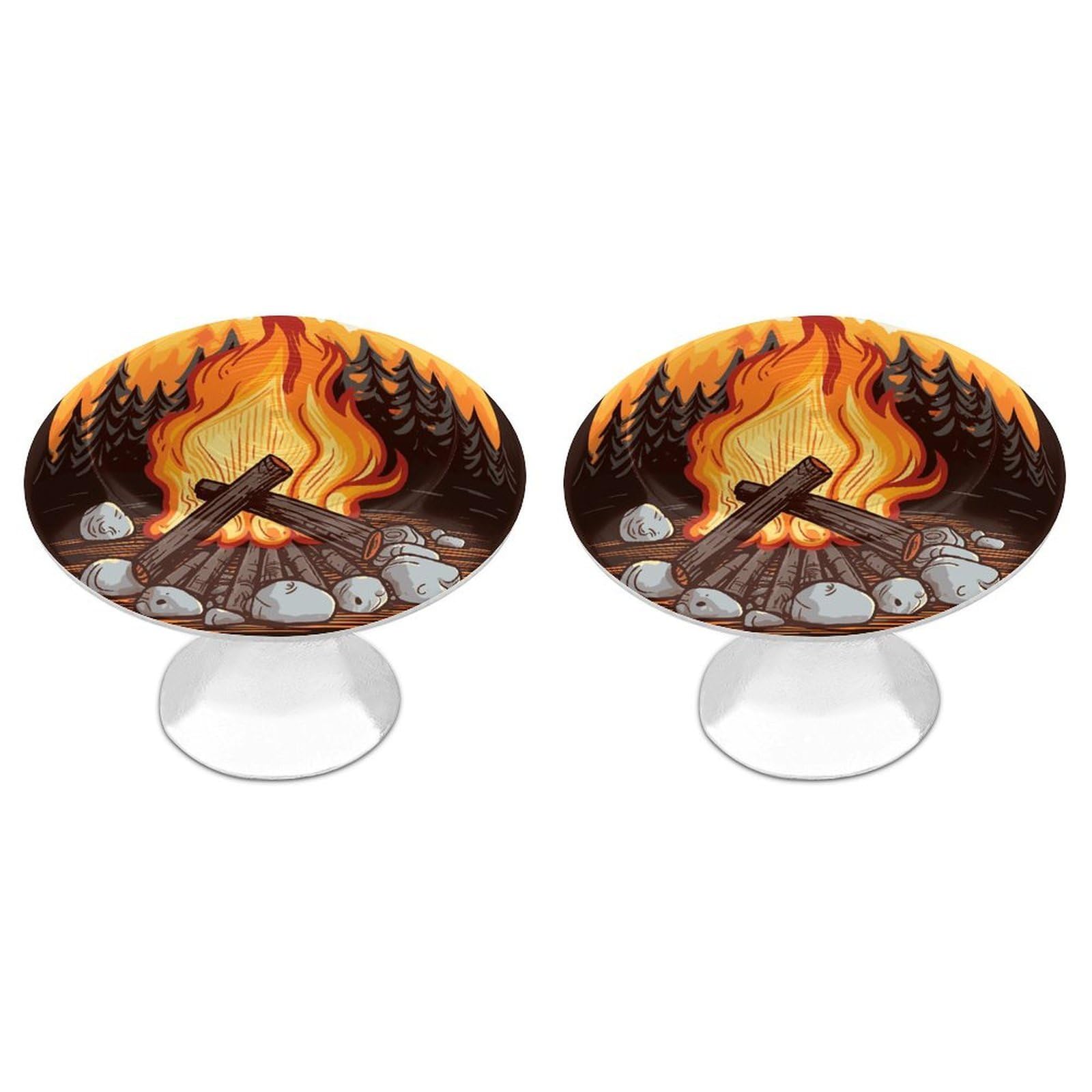 Fodpand White 2 Pack Cabinet Knobs 1.1 Inch Single Hole Drawer Pulls Handles Decorative Bonfire Furniture Knobs For Dresser Kitchen Bathroom Cupboard Wardrobe Vanity Closet Door Hardware