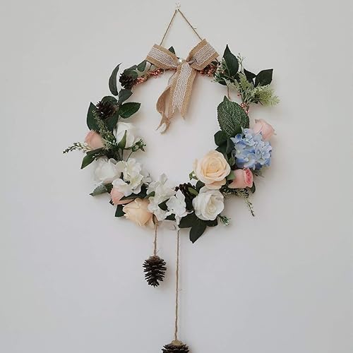 Miniatura 4 de Paquete de 2 anillos de aro de metal grandes de 14 pulgadas con diseño floral de macramé dorado para hacer coronas de boda y manualidades,