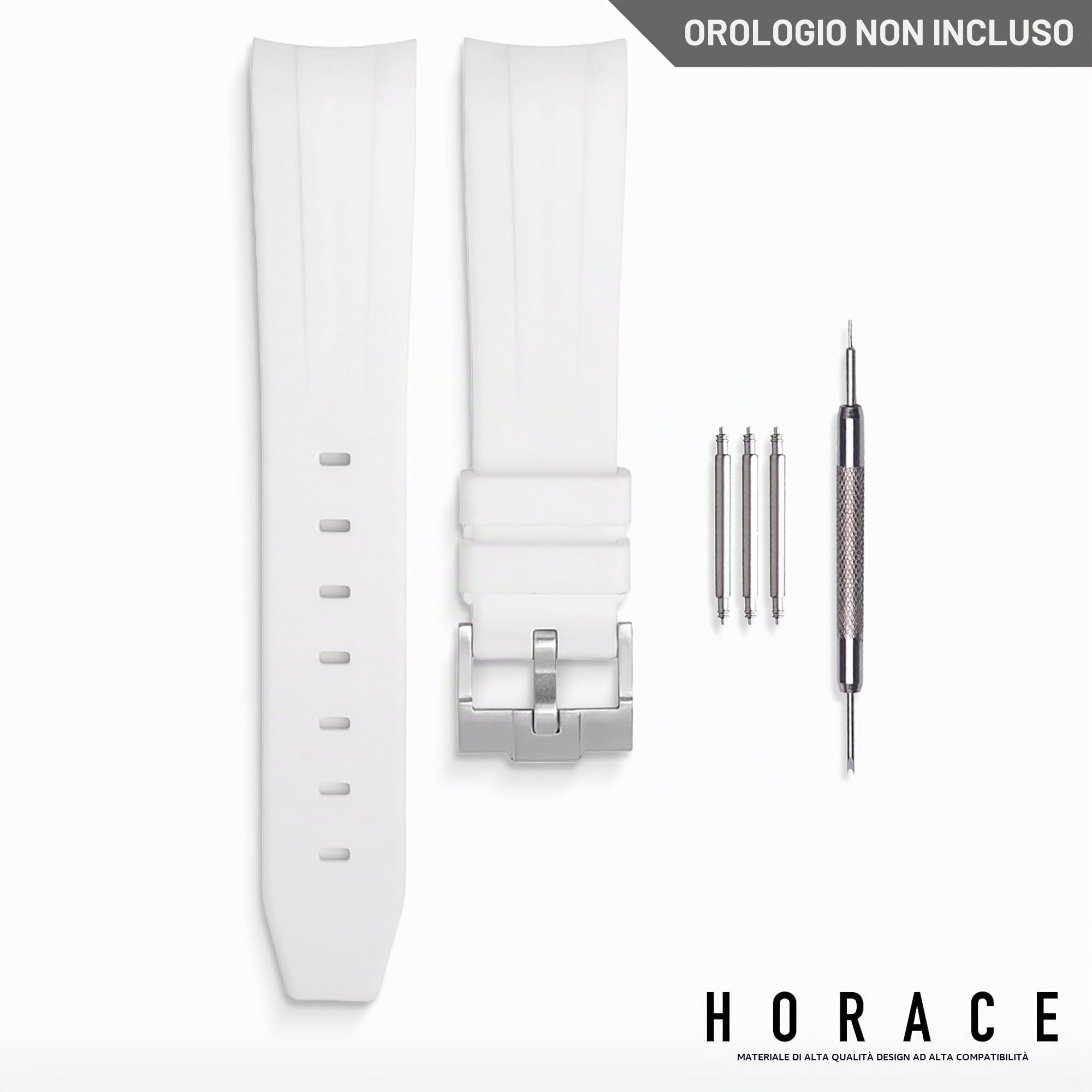 HORACE Cinturino per Orologio 20 mm in Gomma FKM Premium – Morbido, Impermeabile & Resistente – Compatibile con Rolex Submariner 40mm