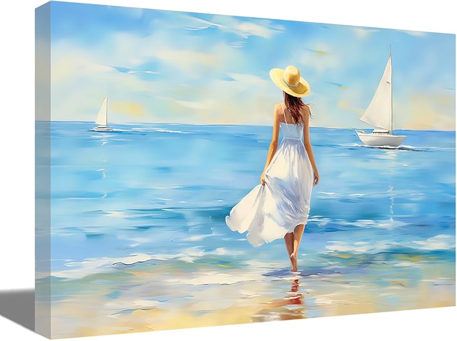 絵画　海　イラスト Amazon.co.jp: SHYAMIC 海絵 アート海 自然風景, オーシャン