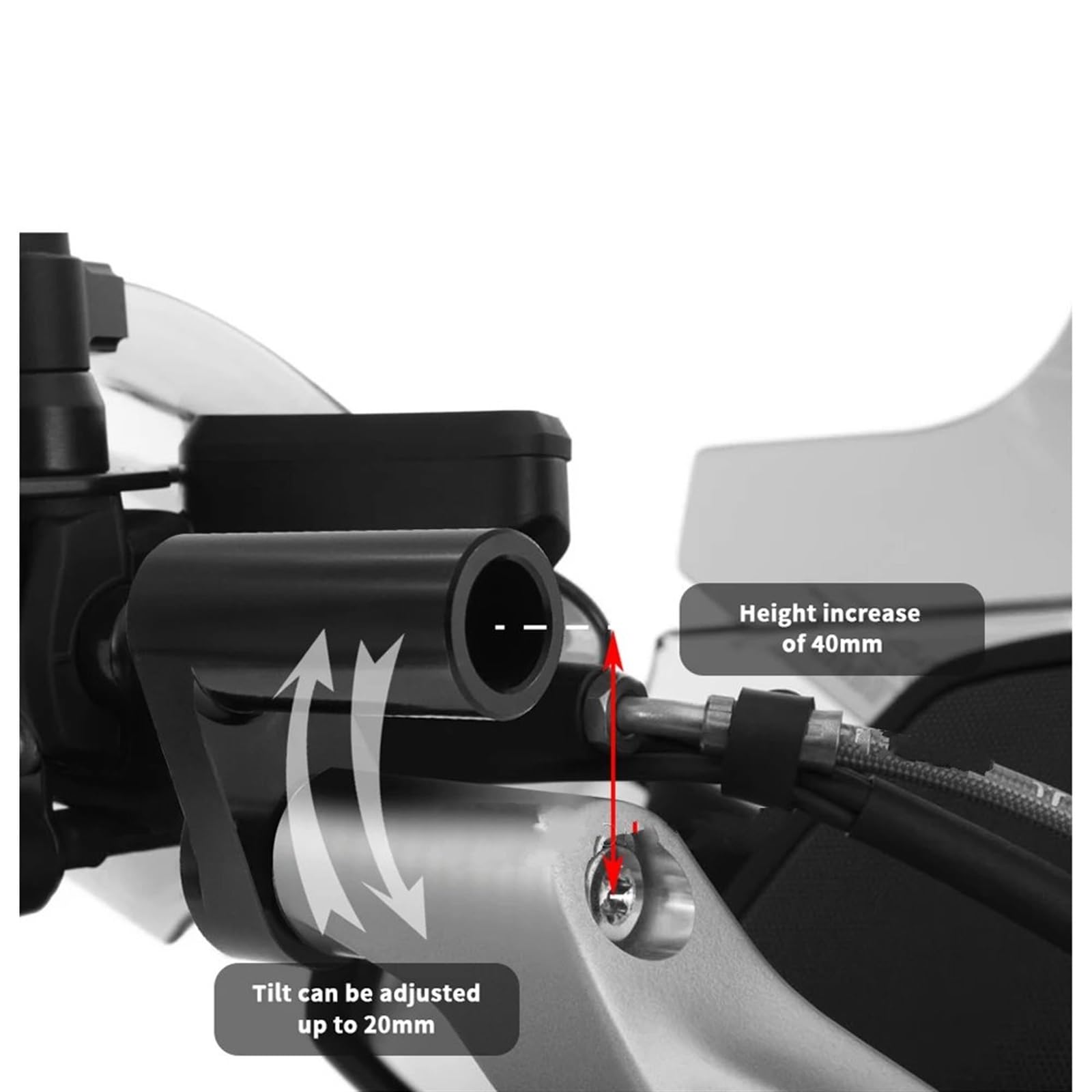 Rialzi Manubrio Per BMW Per R1200RT LC Per R1250RT R 1250 1200 RT 1200RT Manubrio Riser Morsetto Aumentato Movimento Indietro Manubrio Regolabile Riser Manubrio Moto(Colore:Argento)